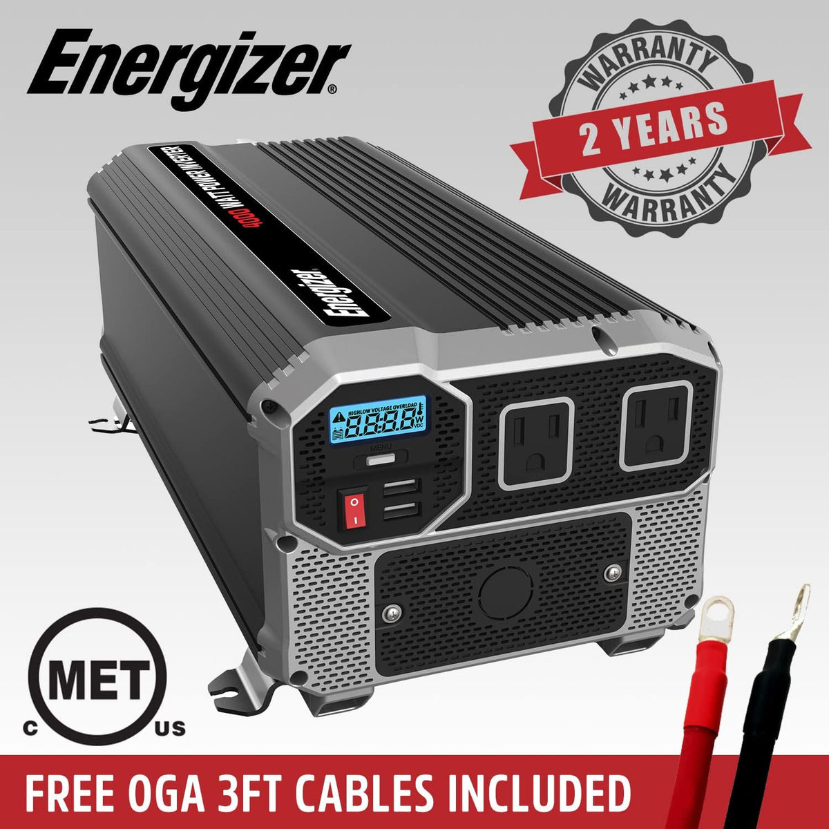 2000 Watts Power Inverter, 12v to 110v, Two AC Outlets, Two USB Ports, DC to AC Converter V3858