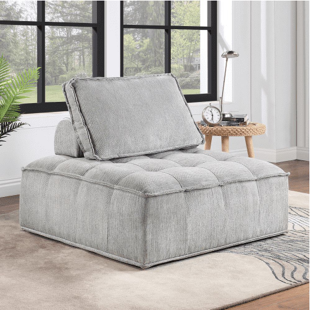 Armless Accent Chair Oversized Lounge Chair Linen Gray C1126