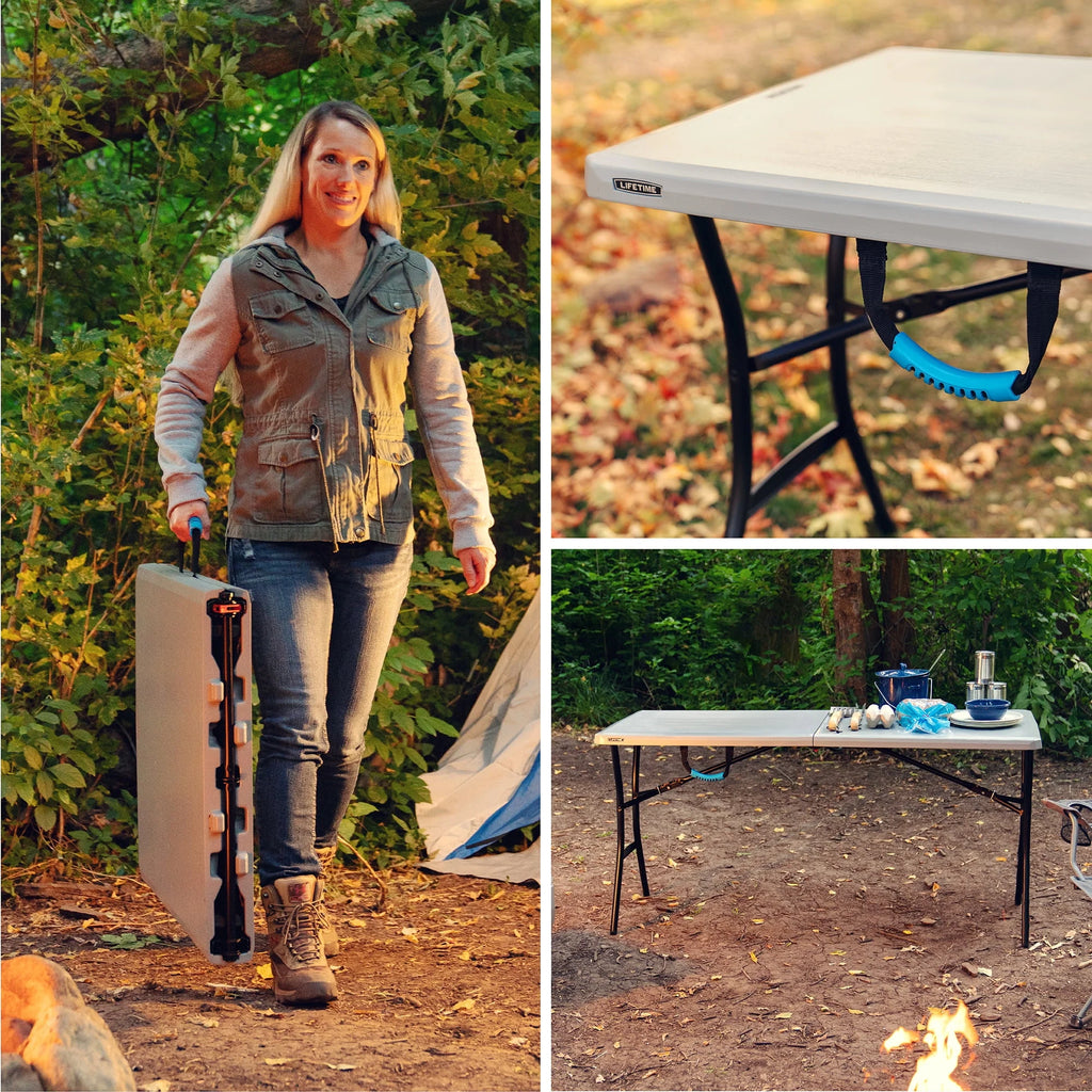 5 Foot Rectangle Fold-in-Half Table Gray X8318