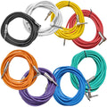 8 Pack of 20 Foot Multi-Color 1/4 Inch TS Right Angle to Straight Guitar Cables S469