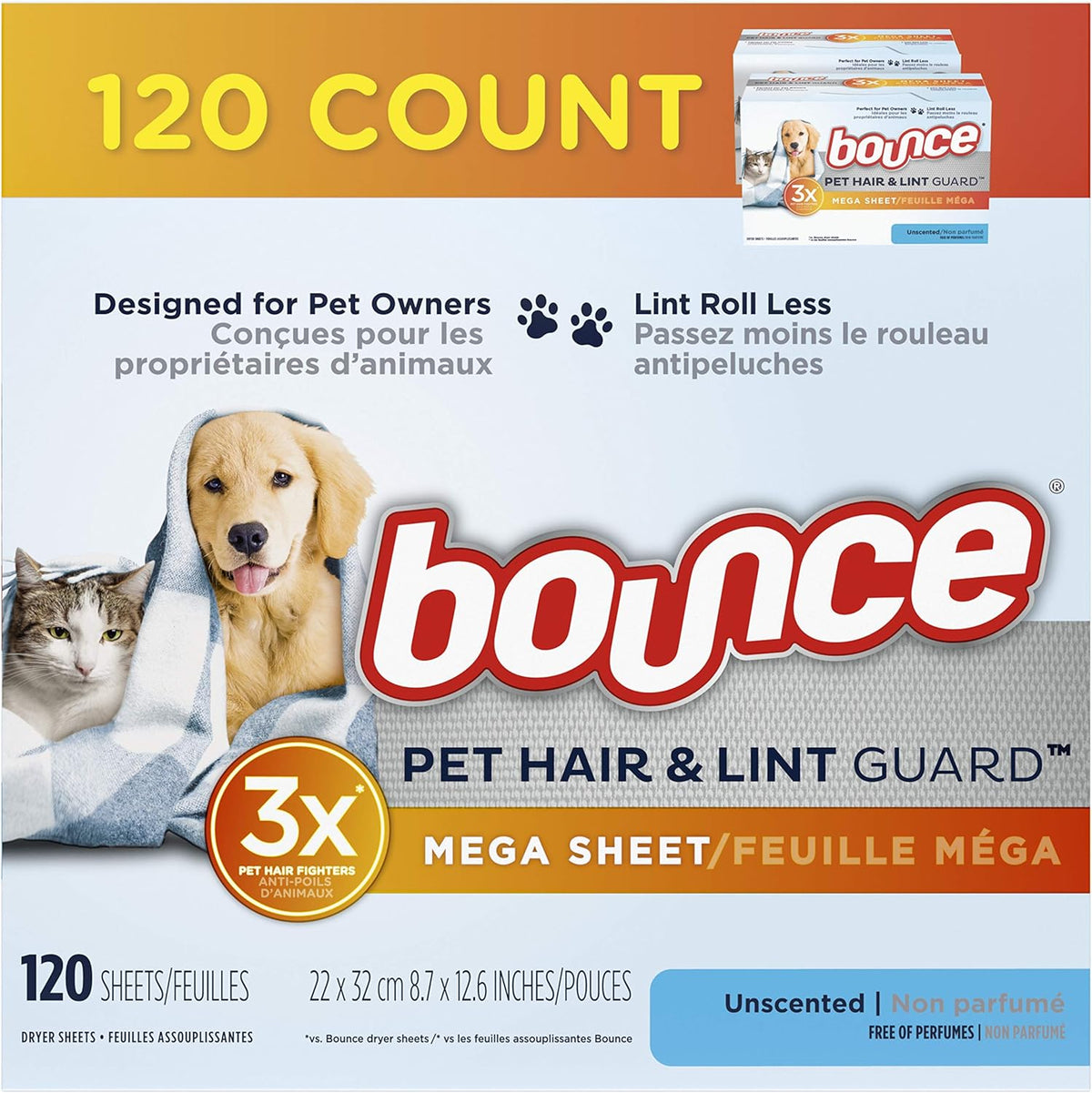 Unscented Hypoallergenic Dryer Sheets, 120 Count Z97063