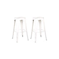 Square Wooden Counter Stool with Metal Legs Distressed White - Set of 2 Y58837