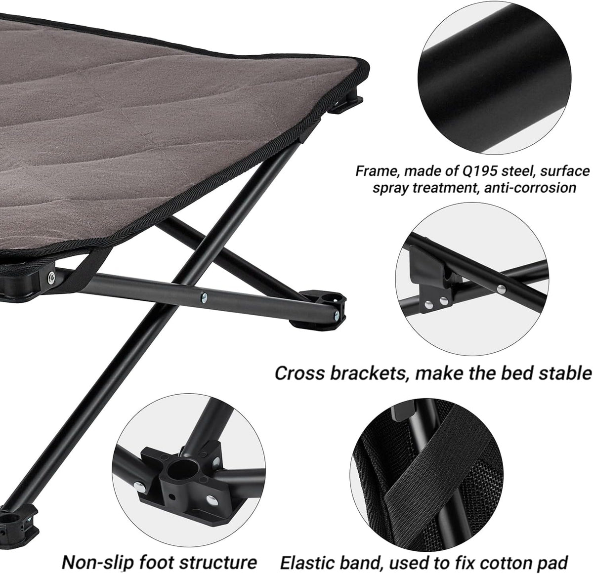 Elevated Folding Dog Cot with Washable Sleeping Mattress and Carrying Bag C6038