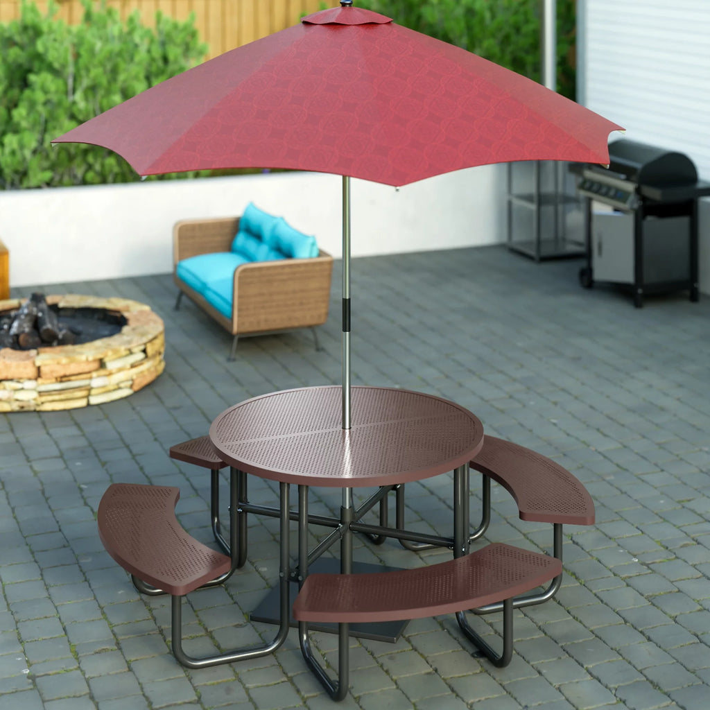 46'' Steel Round Picnic Table with Umbrella Hole C796