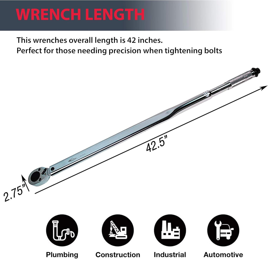 3/4 Drive Click Style 42 Long Torque Wrench, 100-600 ft/lbs D4797