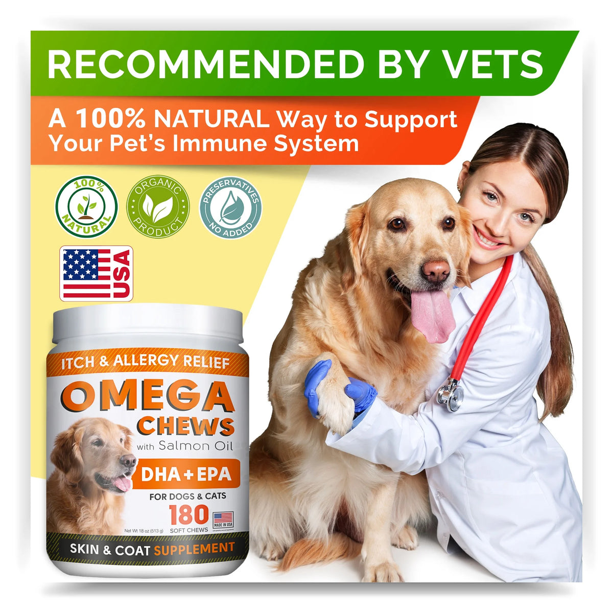 180 Chews Fish Oil Omega 3 Dog Treats L358