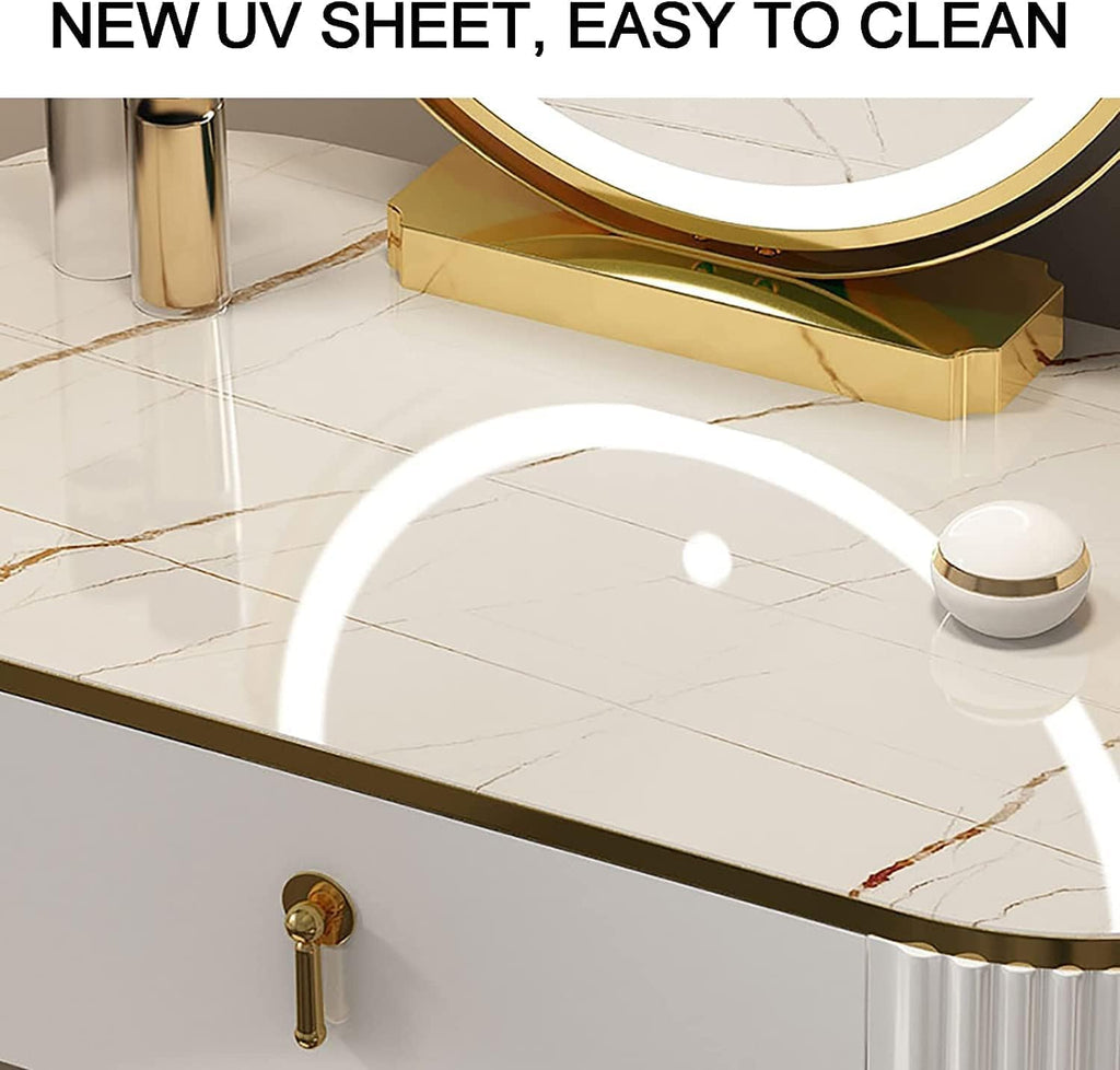 Slate Tabletop Vanity Desk with Lighted Mirror E520983