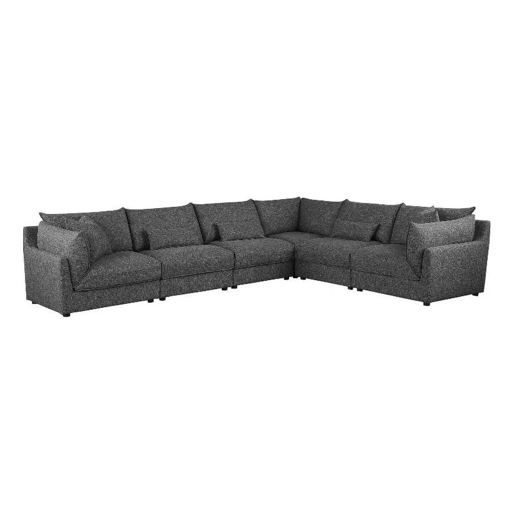 Barely Black Upholstered Fabric 6-Piece Modular Sectional F989