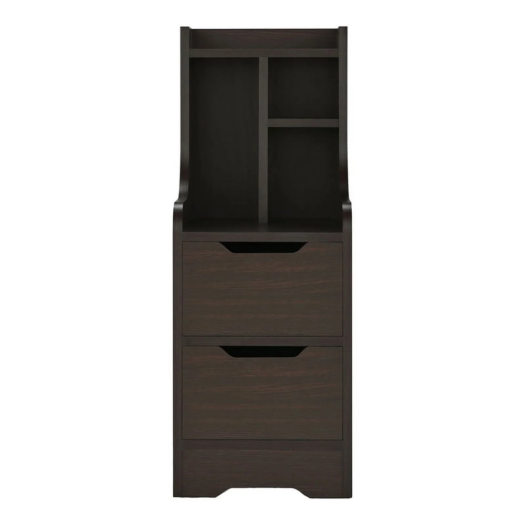Walnut Wood 2-Drawer Nightstand with Open-Shelf X359