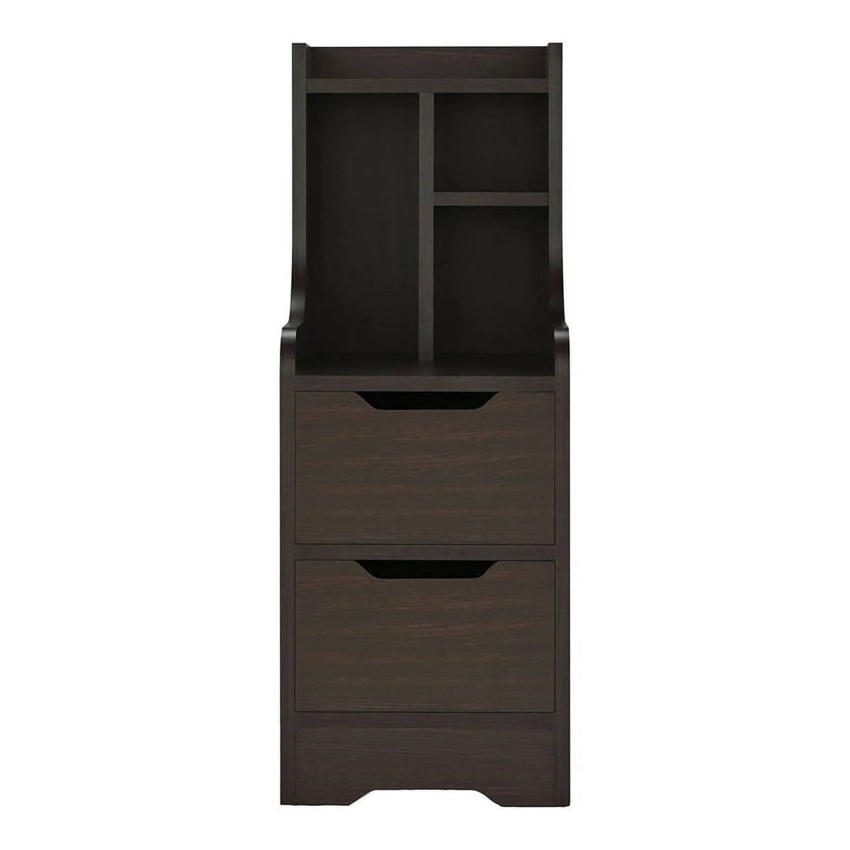 Walnut Wood 2-Drawer Nightstand with Open-Shelf X359