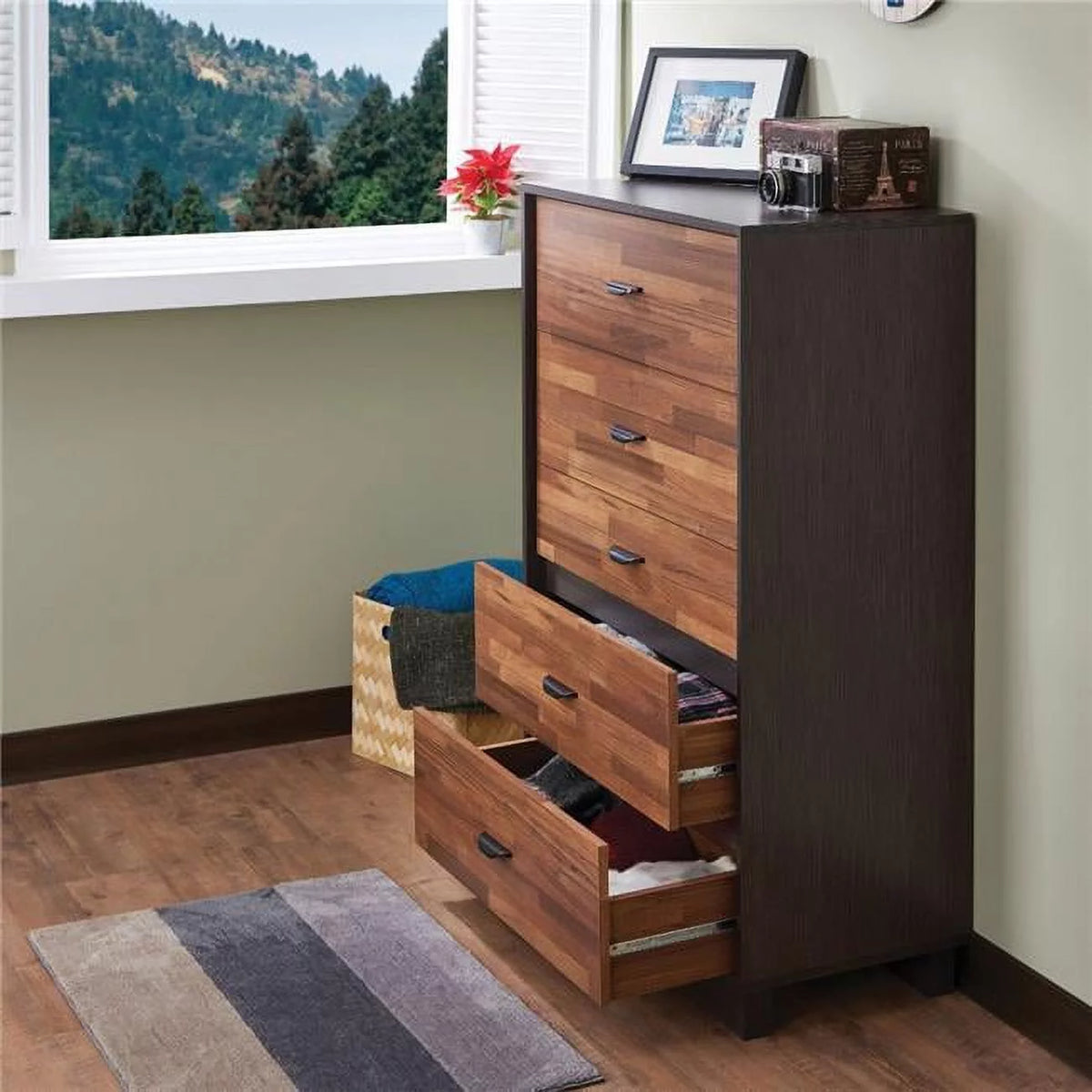 Wooden Chest with 5 Drawers Z895812