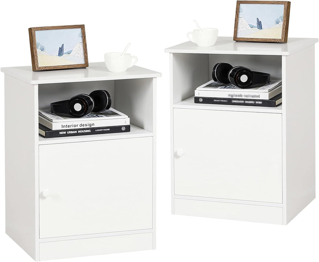 Black Set of 2 Nightstand with Cabinet and Open Drawers T69442