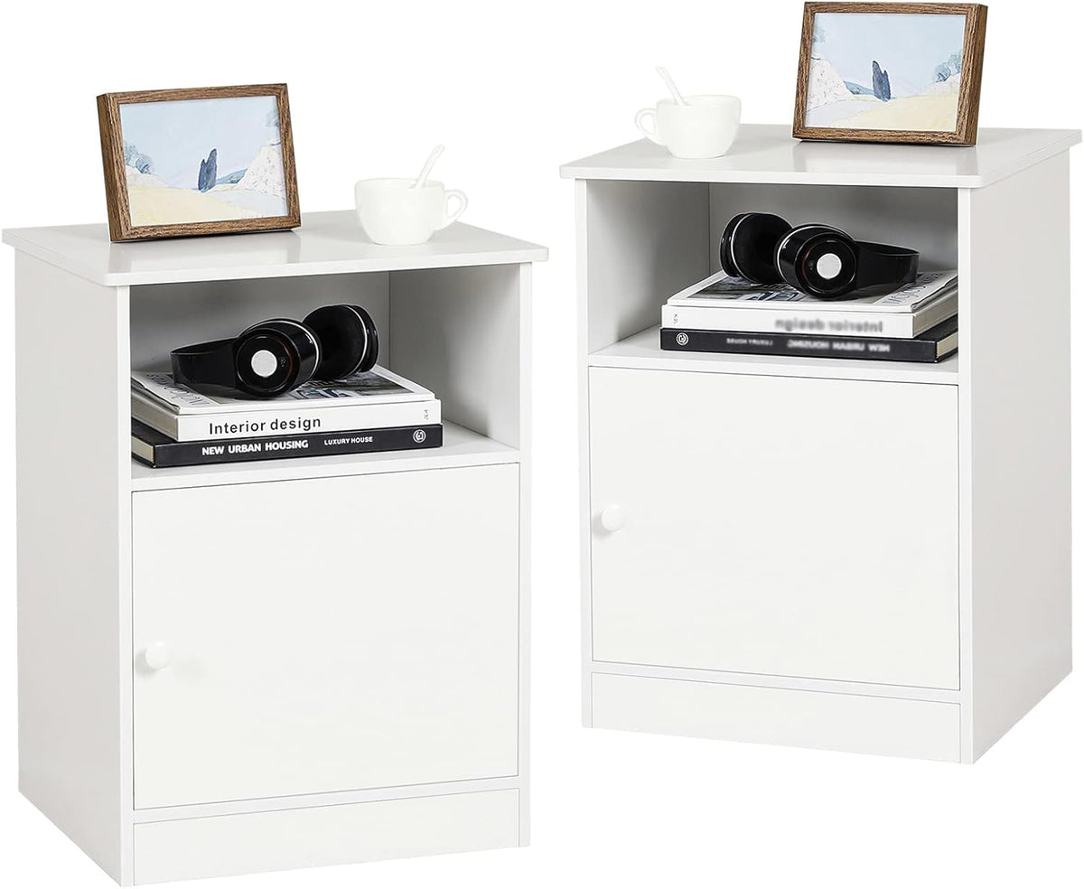 Black Set of 2 Nightstand with Cabinet and Open Drawers T69442