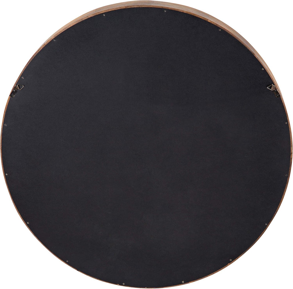 Round Mirror with Shelf, 30" Diameter, Rustic Brown Finish G802