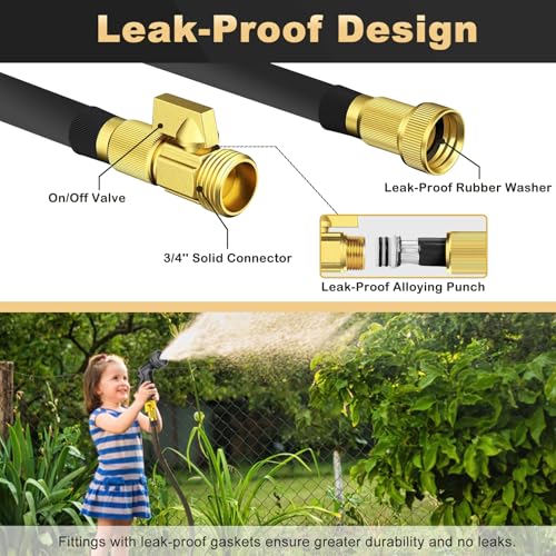 100 ft Lightweight No-Kink Leakproof Garden Hose with Spray Nozzle C408701