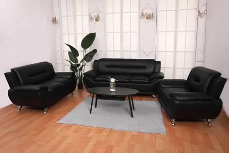White Leatherette Sofa Set Chair X213