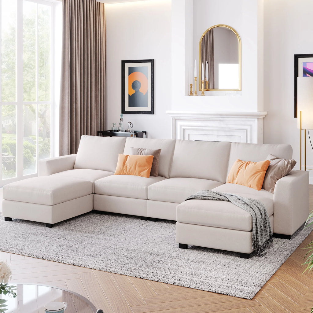 U Shaped Sofa with Removable Ottomans T444