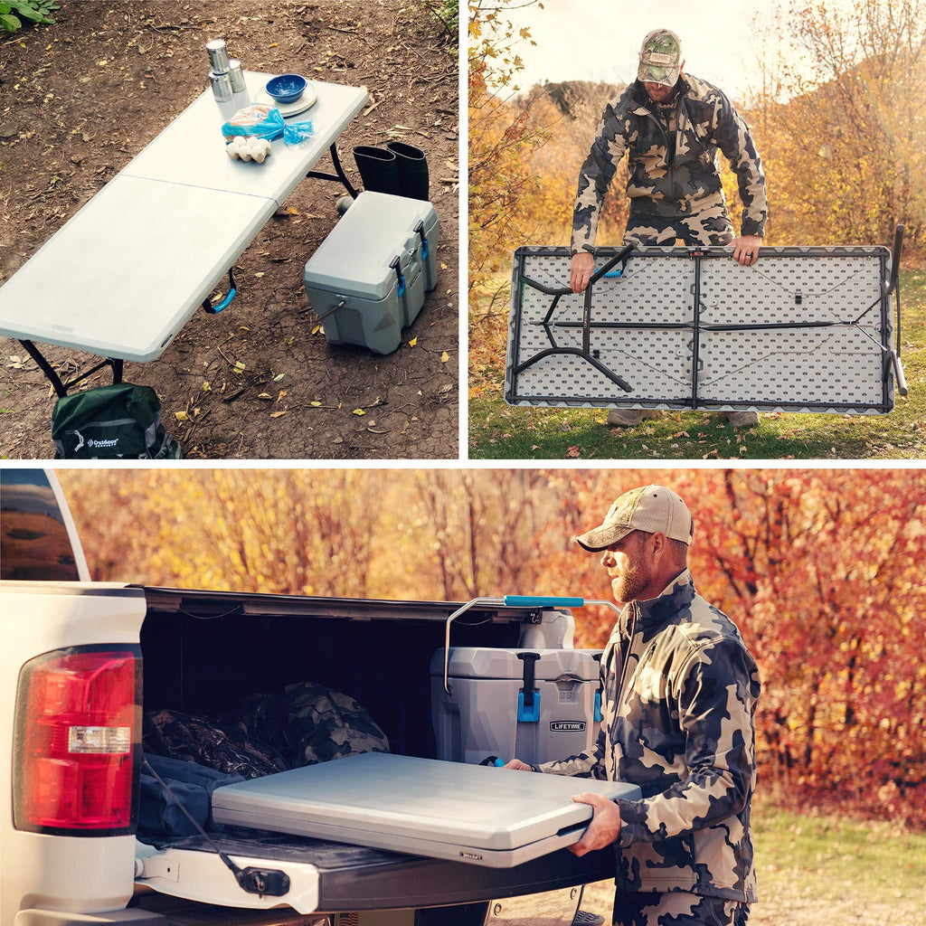 5 Foot Rectangle Fold-in-Half Table Gray X8318