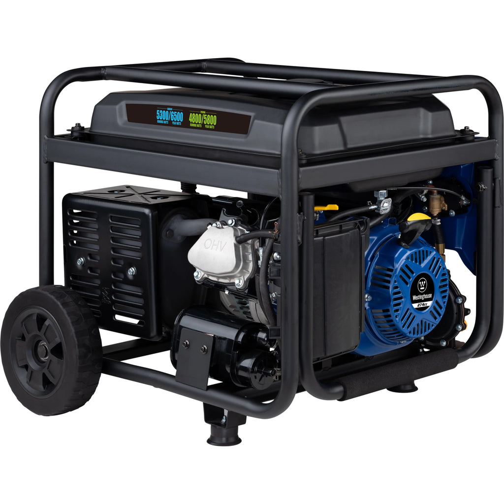 6500 Peak Watt Dual Fuel Portable Generator with CO Sensor and Wheel Kit I52722