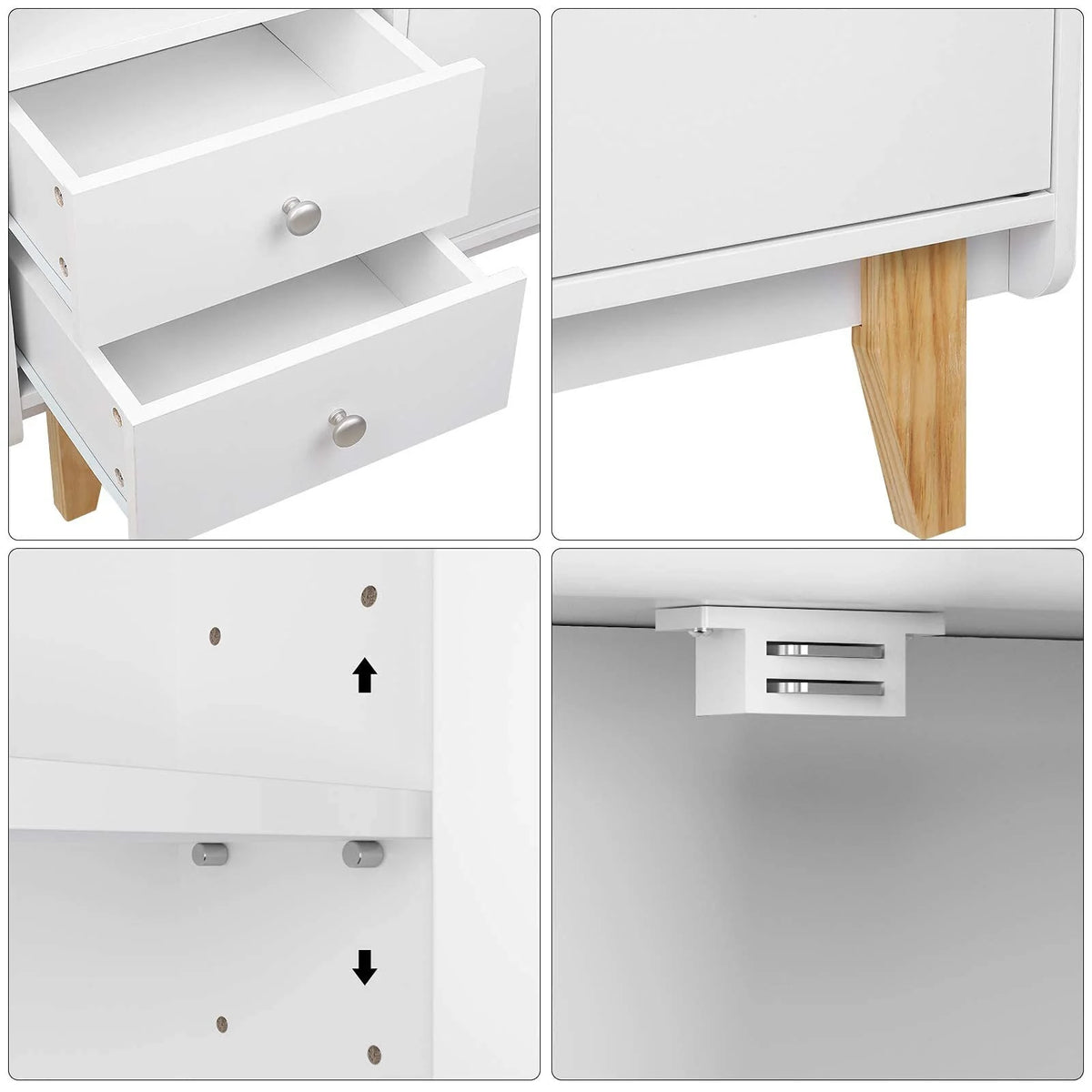 White Wooden Floor Storage Cabinet with Door and Drawers B9293