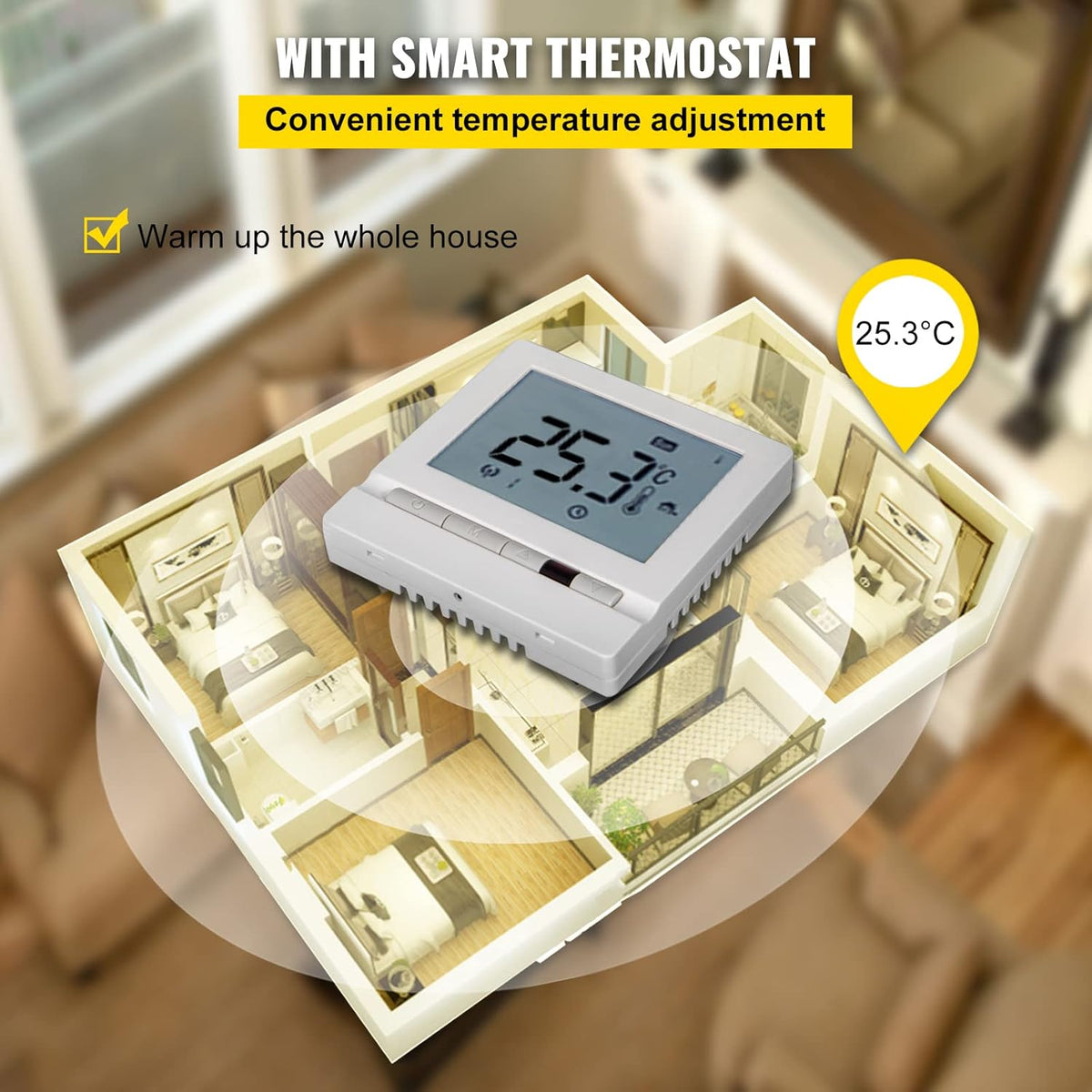 128.8 Square Feet Waterproof Insulated Floor Heating Cable with Temperature Control Panel Z718
