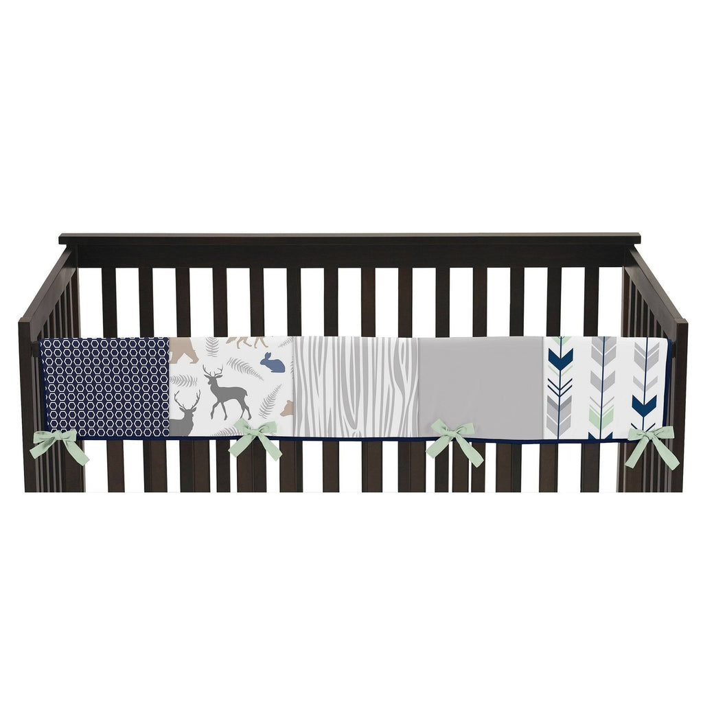Navy Blue Mint and Grey 5 Pieces Crib Bedding Set S6393