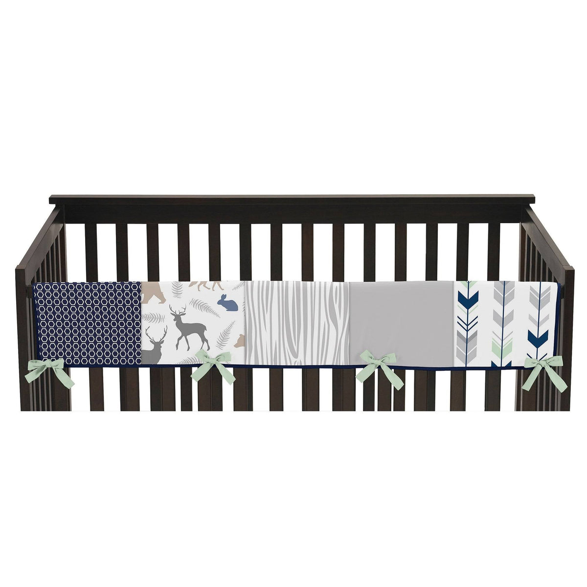 Navy Blue Mint and Grey 5 Pieces Crib Bedding Set S6393