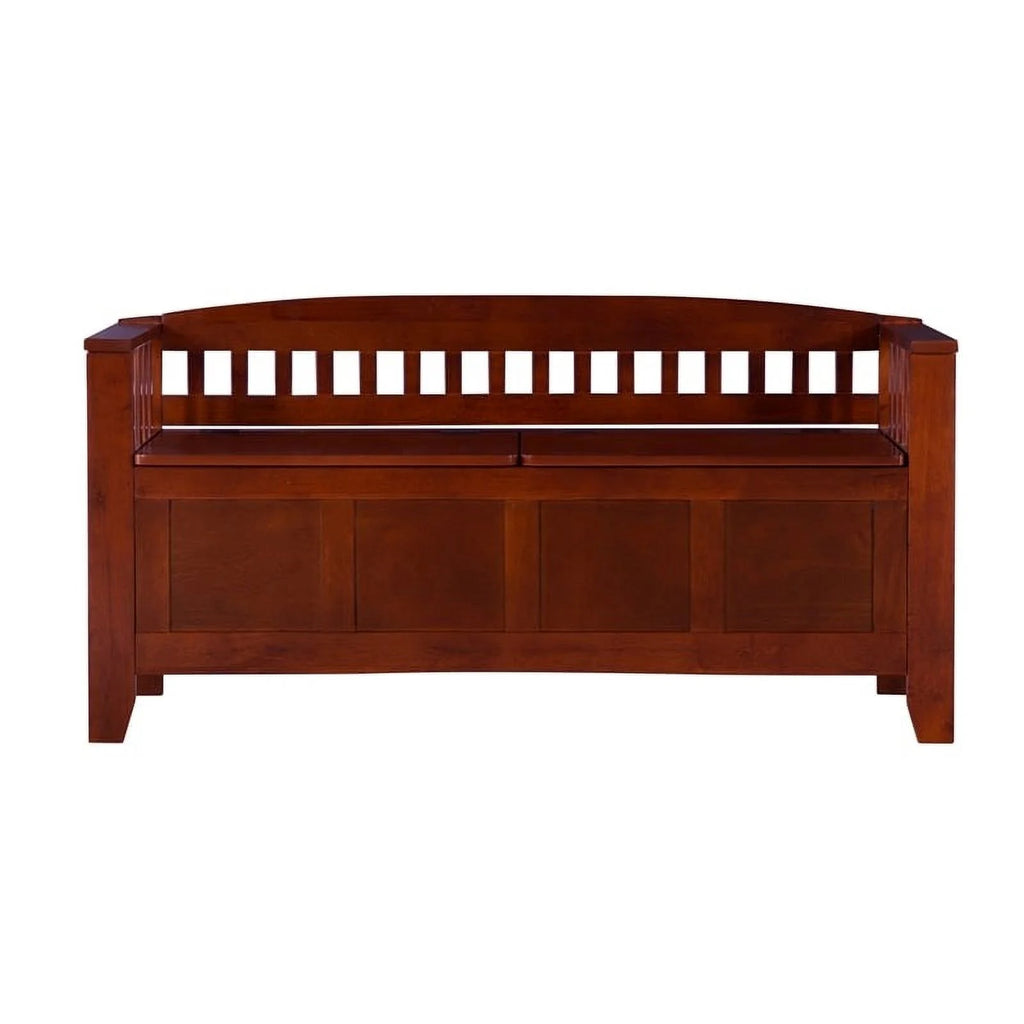 17" Split Seat Wood Storage Bench in Walnut Brown N673