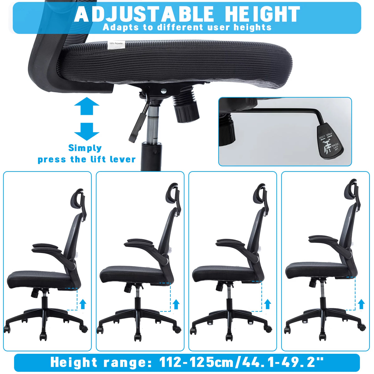 Black Ergonomic Office Chair with Lumbar Support W3417