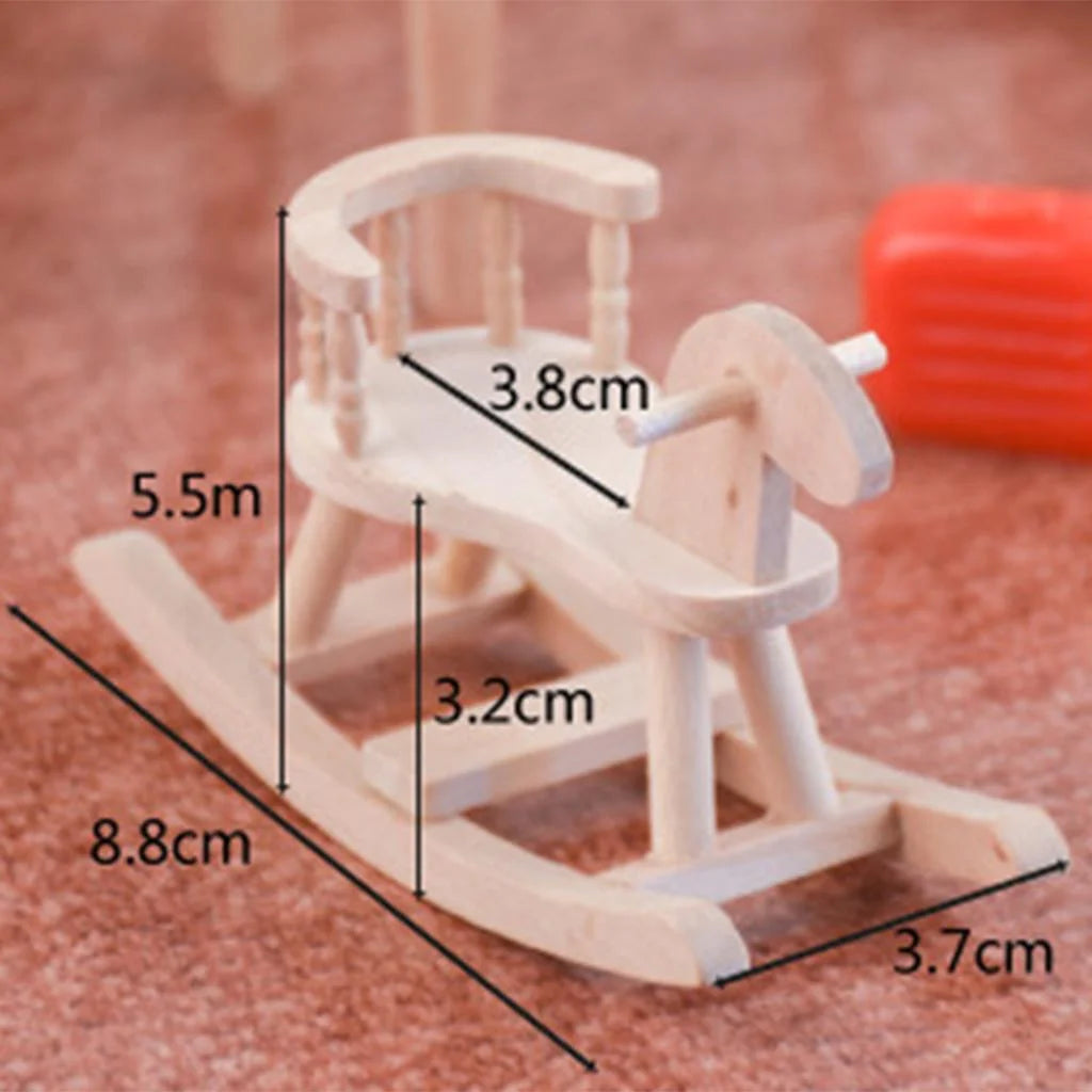 Dollhouse Unpainted Wooden Cockhorse Toy Furniture Model Z6906