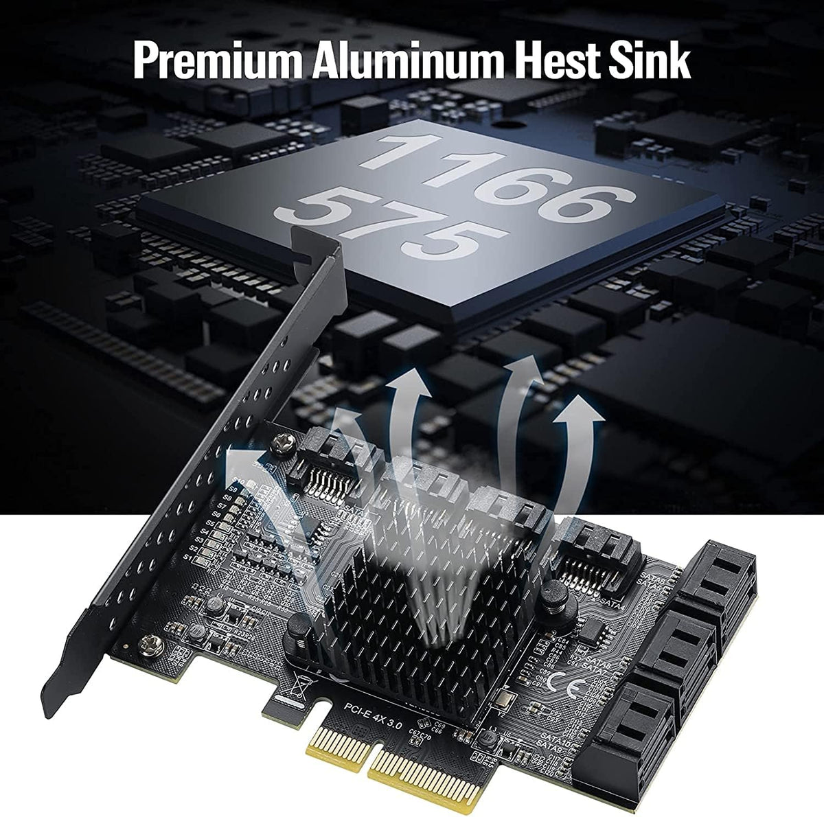 PCIE 4X SATA Card 10 Ports, 6 Gbps SATA 3.0 Controller PCIe Expansion Card, Non-Raid, with Low Profile Bracket and 10 SATA Cables U717