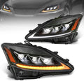 Full LED Projector Headlight with Sequential Turn Light, Amber Reflector (Set of 2) I36803