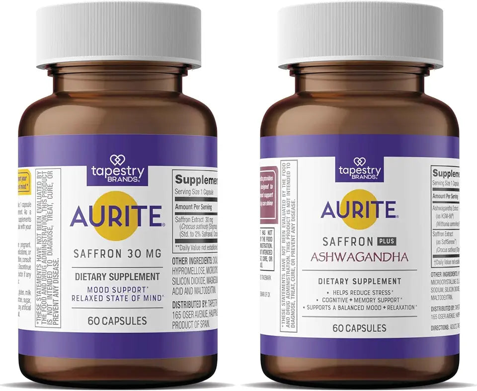 Ashwagandha & Saffron Supplement Bundle Vegetarian Friendly Non-GMO Gluten-Free Soy-Free Y27984
