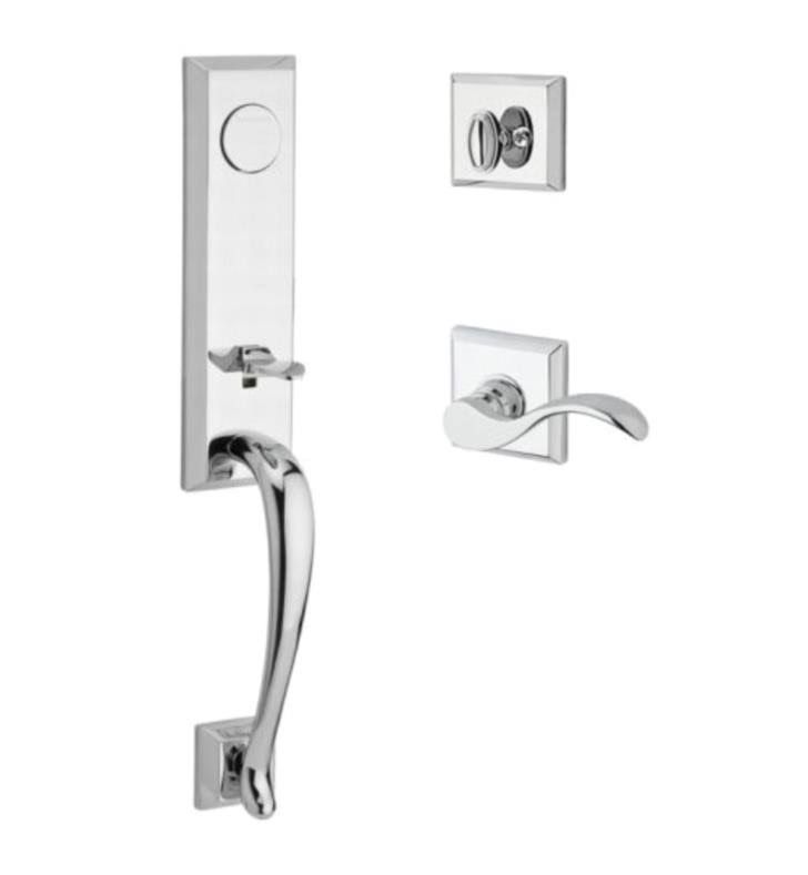 Full Dummy Del Mar Handleset Right Hand Curve Lever Traditional Square Rose Brass A75549