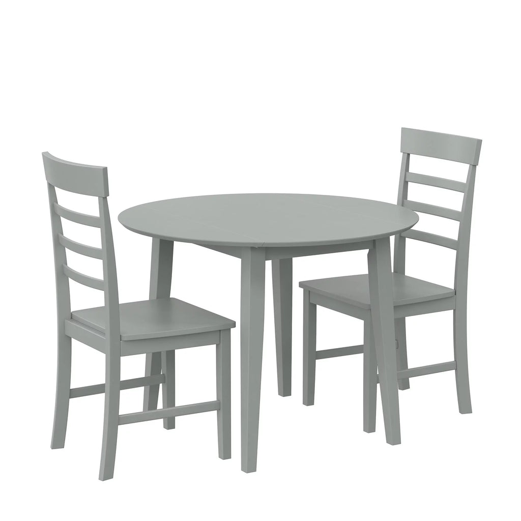 3-Piece Wood Dining Set with Double Drop Leaf Gray I991508