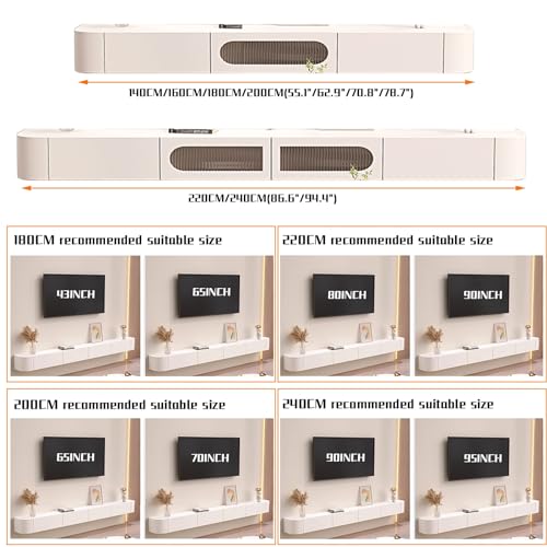 Grey 240CM Wall Mounted TV Stand with 2 Cabinets T245