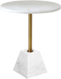 White Marble Pedestal Side Table with Metal Base Y562189