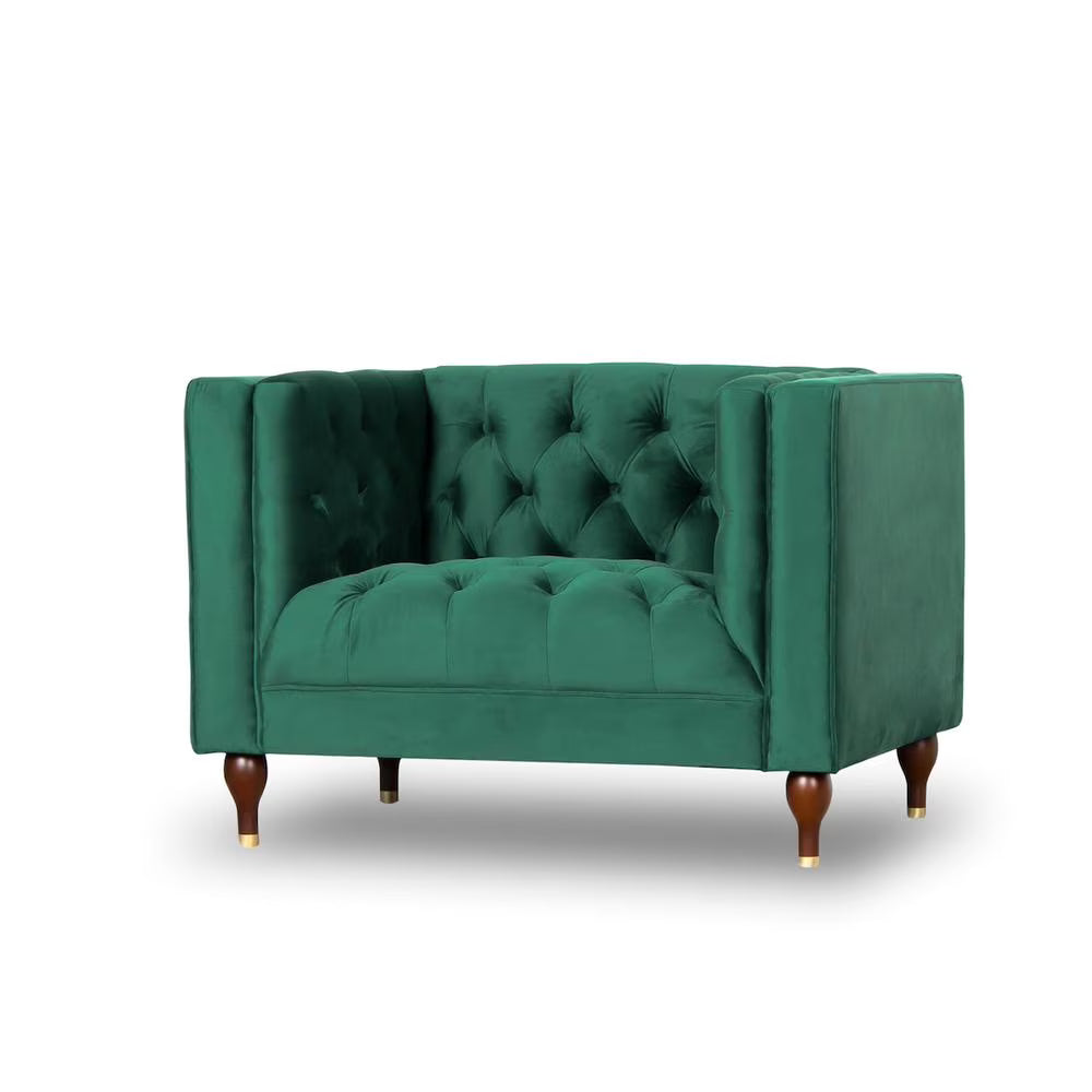 Dark Green Tufted Velvet Armchair Y9758