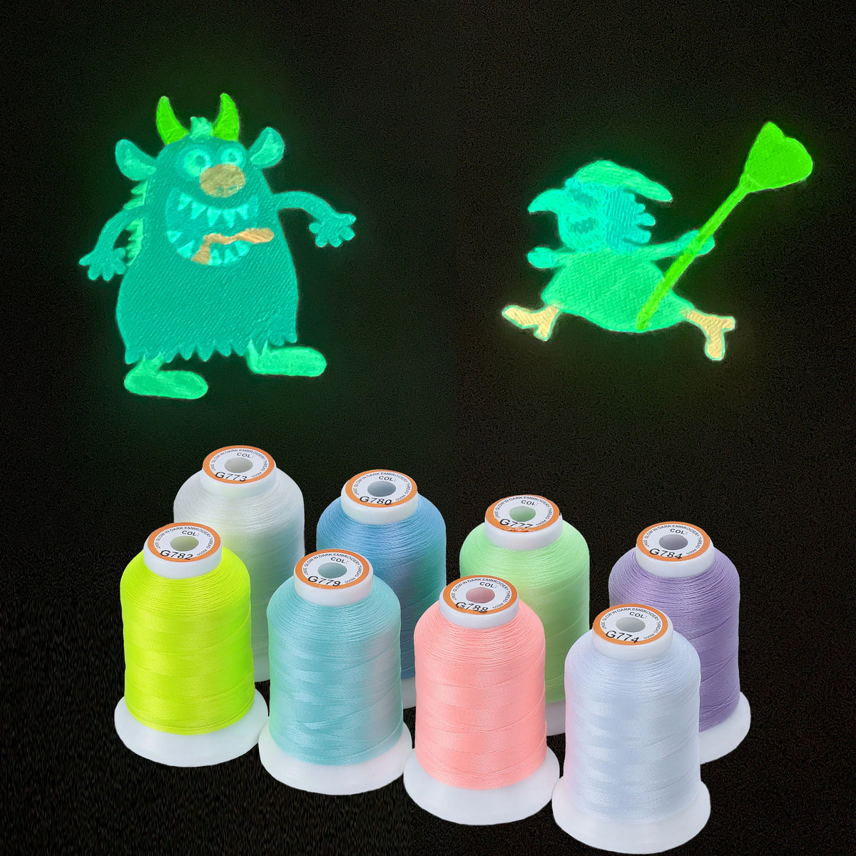 8 Colors Glow in The Dark Embroidery Machine Thread Kit B836241