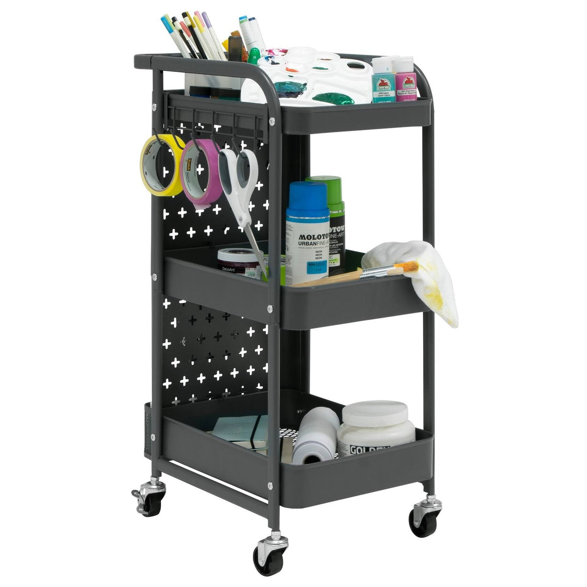 White 3-Tier Metal Utility Cart T63844