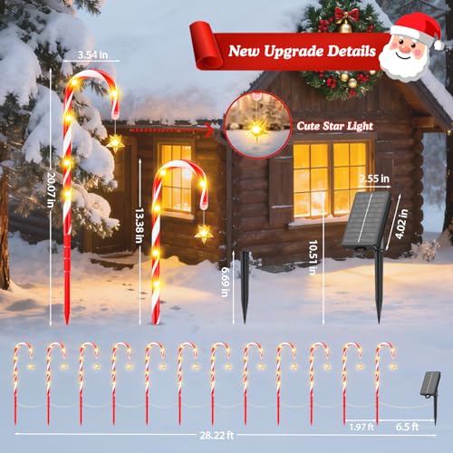 24-Pack Solar Christmas Candy Cane Lights, 144 LED O1458