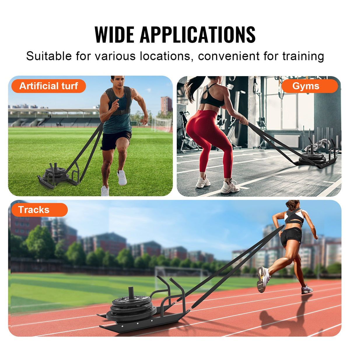 Steel Pull Sled with Handle for Weight Plates G99599