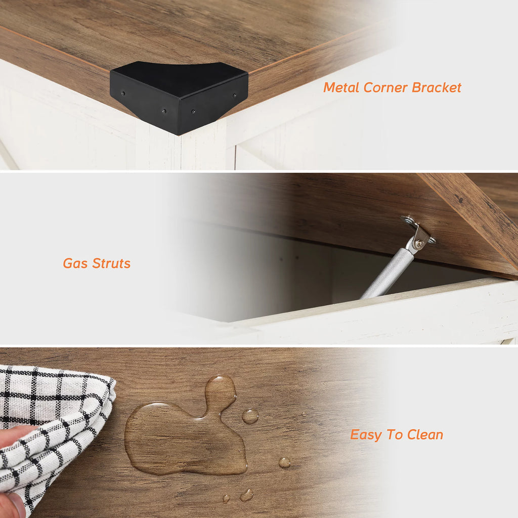 White Square Lift-Top Coffee Table with Hidden Storage P17606