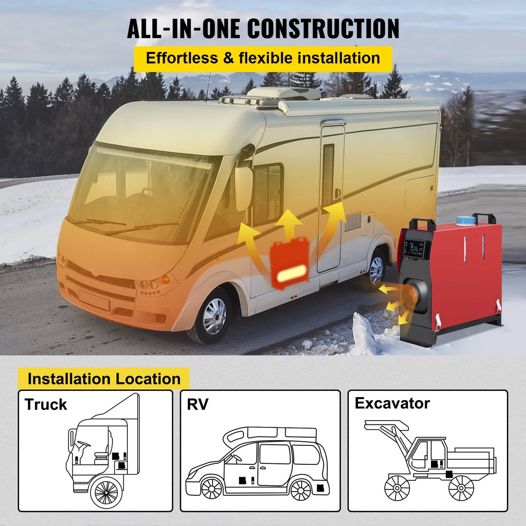 12V 5KW Diesel Air Heater with Black LCD Switch, Muffler, Wireless Control M861839