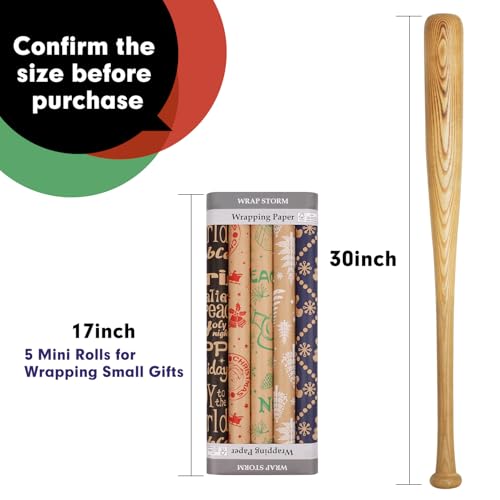 5 Rolls 17" x 120" Vintage Kraft Christmas Wrapping Paper Set L616