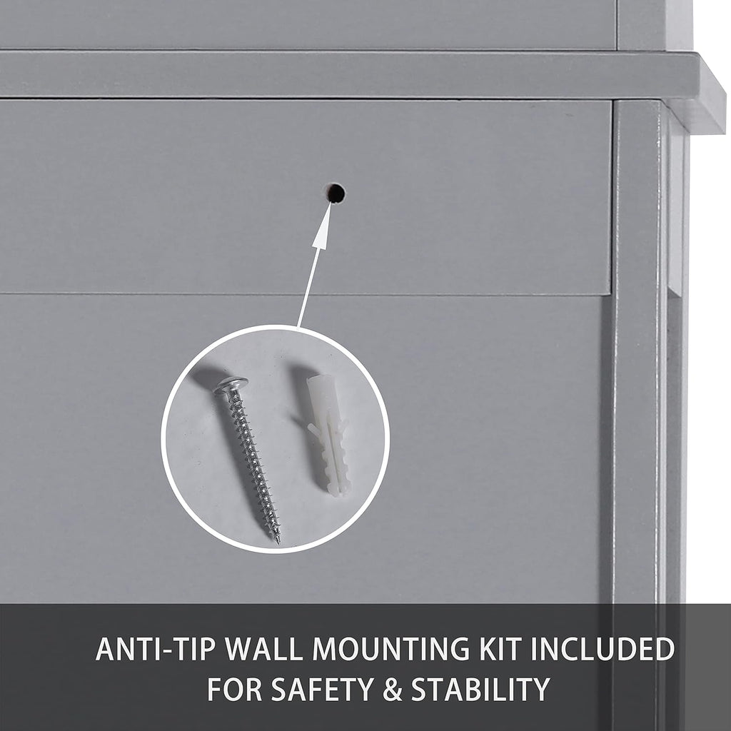 Grey Over The Toilet Storage Cabinet with Adjustable Shelf E40507