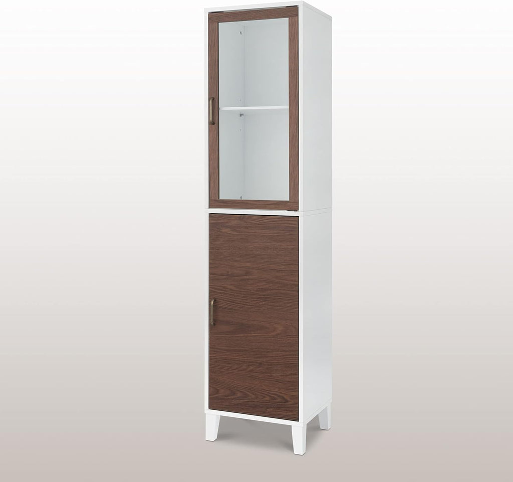 White Wood Bathroom Linen Cabinet W761
