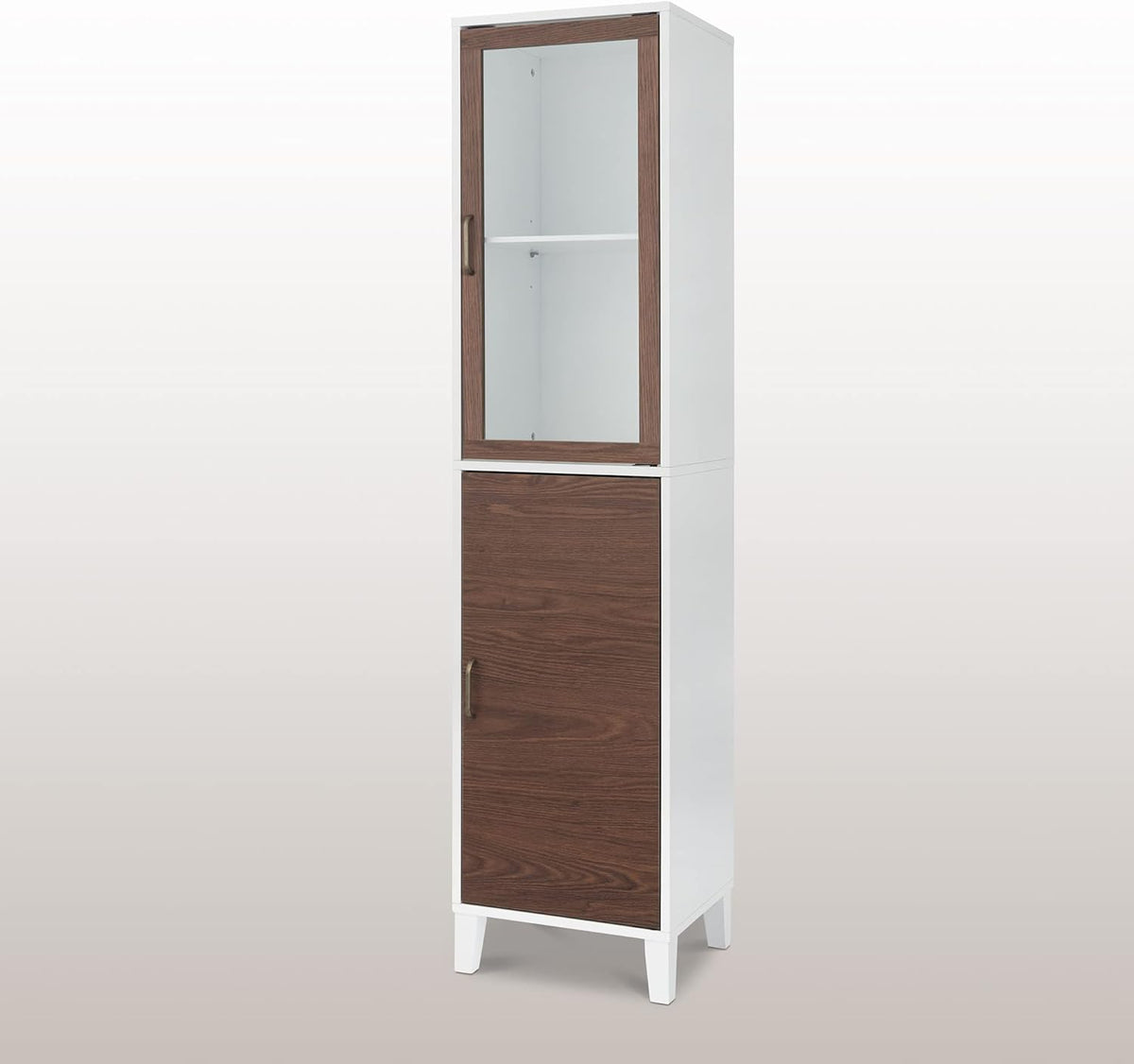White Wood Bathroom Linen Cabinet W761