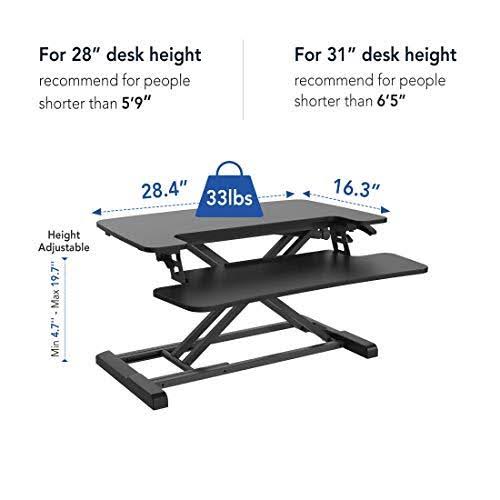 Black Height Adjustable Standing Desk Converter with Keyboard Tray T456226