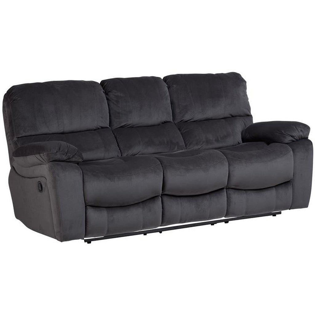 Steel Gray Plush Reclining Sofa P373860
